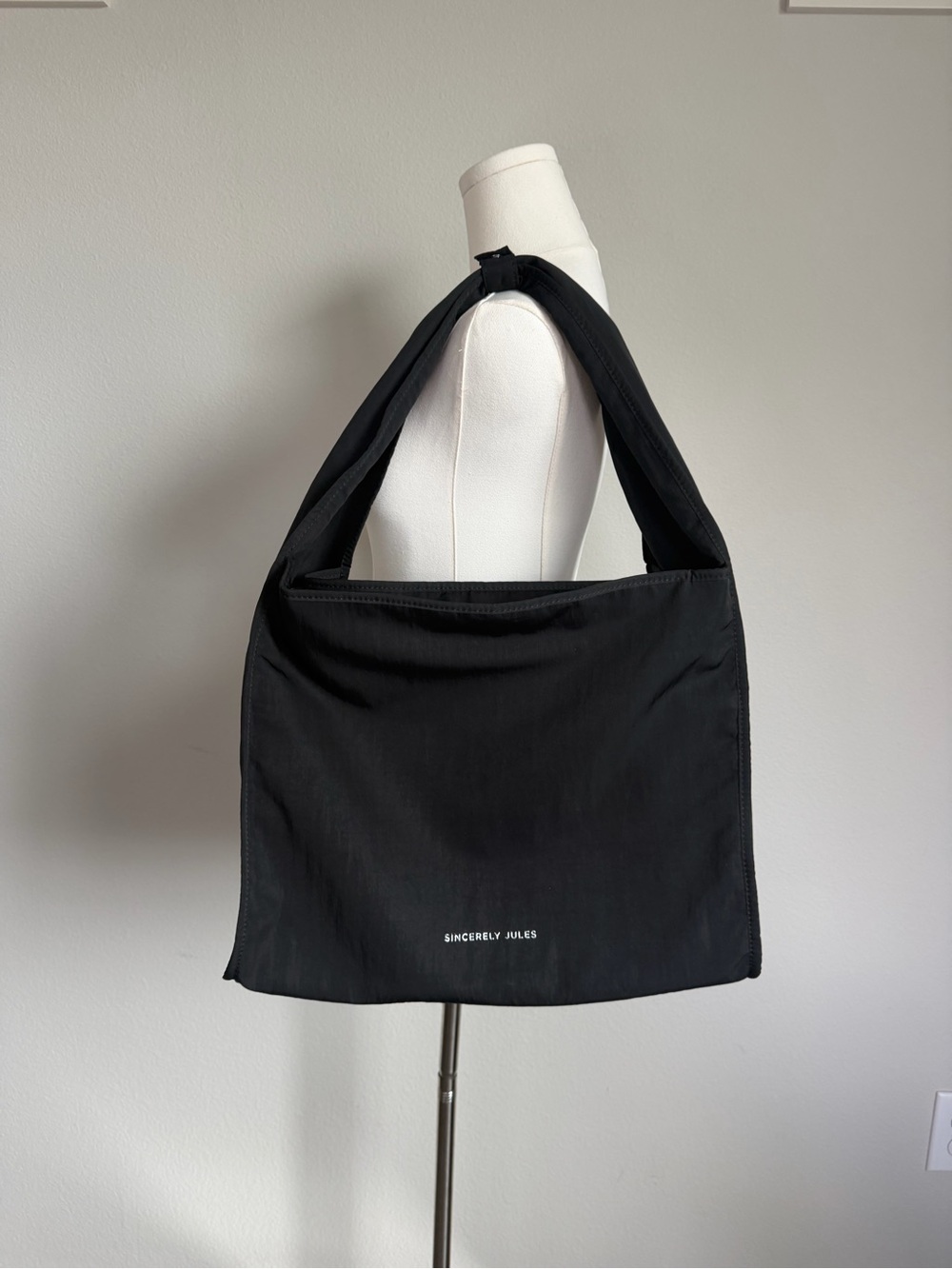 Sincerely Jules Black Nylon Slouchy Tote Bag